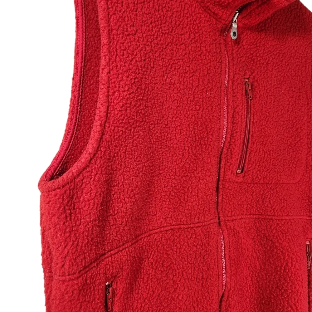 Land's End Men's Vintage Sherpa Fleece Polartec Vest Red Medium 90s Classic